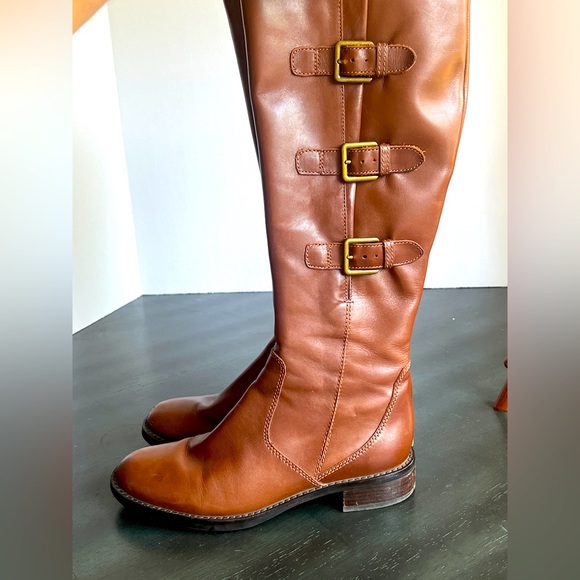 Ecco Brown Leather Knee High with 3 Buckles Zip-Up Boots  Women's Sz 6.5-7 - Picture 2 of 8